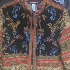 Sag Harbor Vintage Tapestry Black Gold Red Blue Embroidered Jacket